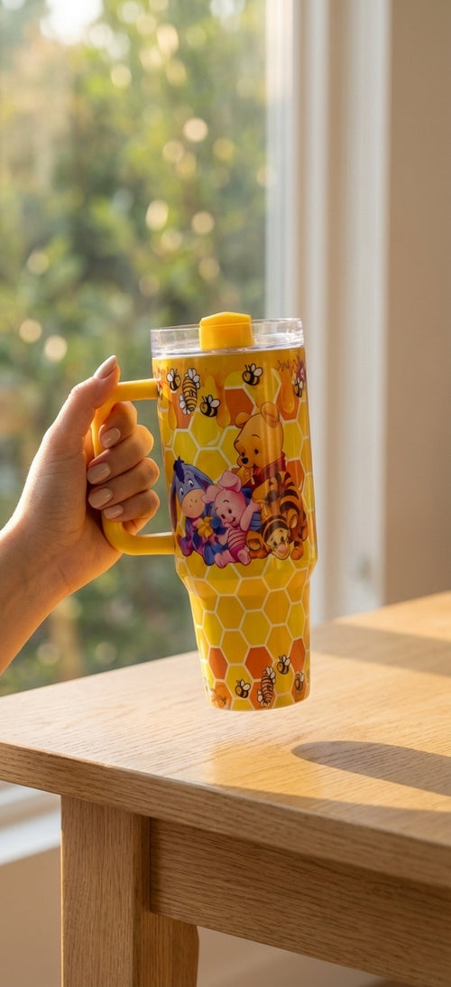 Disney Winnie the Pooh "Sweet as Honey" Tumbler - Large Capacity Vacuum Insulated Water Bottle for Pooh Lovers